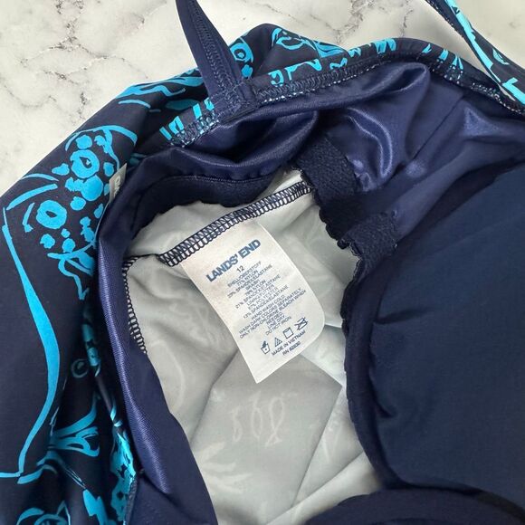 Lands End Oceanic Print Square Neck Tankini Top 12 - Picture 5 of 5